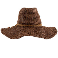 Ocean & Earth Ladies Cebu Soft Wide Brim Straw Hat (Coffee)