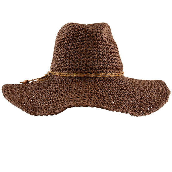 Ocean & Earth Ladies Cebu Soft Wide Brim Straw Hat (Coffee)