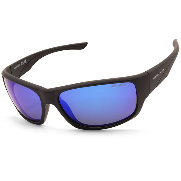 North Beach Galjeon Matte Black/Blue Mirror Polarised Unisex Sunglasses 79595