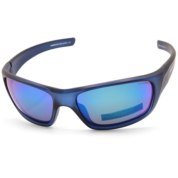 North Beach Bora Crystal Dark Blue/Blue Mirror Polarised Unisex Sunglasses 70621