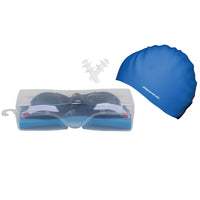 Mirage Adult Swim Pack with Goggles, Cap, Earplugs and Hard Case (Blue)