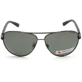 North Beach Burbot Shiny Gunmetal/Green Polarised Men's Pilot Sunglasses 70371