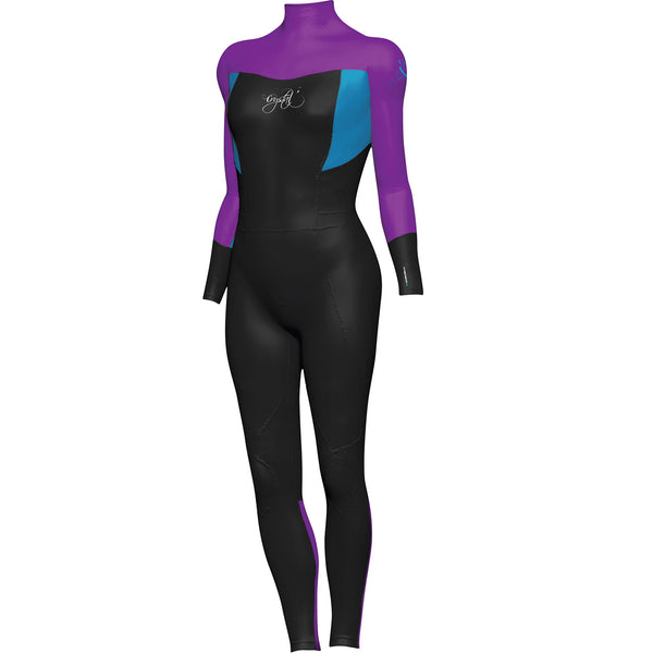 Crystal Girls Supertretch 3/2mm Neoprene Long Sleeve Steamer Wetsuit (Purple/Black)